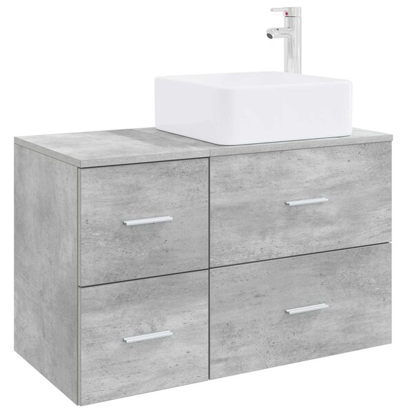 Fürdőszoba bútor szett 2 pcs Betonszürke Szerelt Fa