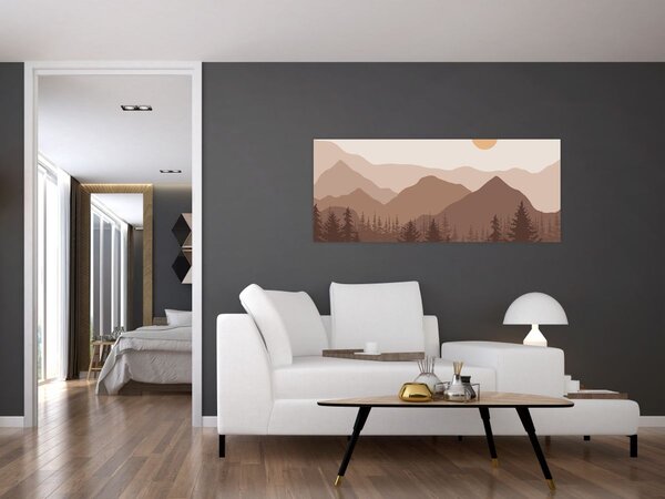 Kép - Barna hegyek N⁰1 (120x50 cm)