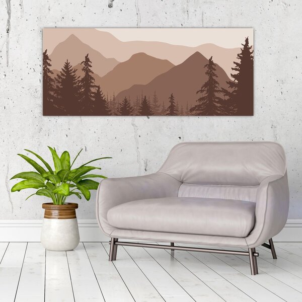 Kép - Barna hegyek N⁰2 (120x50 cm)