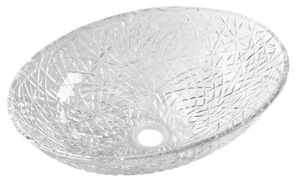 Sapho Sapho, PURUS gravírozott üveg munkalap mosogató 50x36 cm, átlátszó üveg, TY305CL