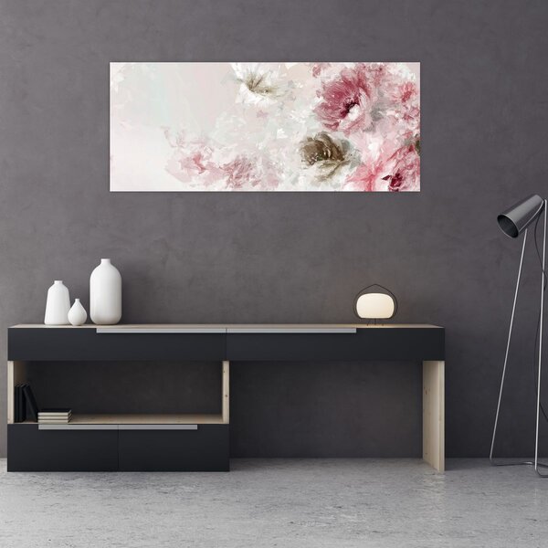 Kép - Festés rózsaszín virágok (120x50 cm)