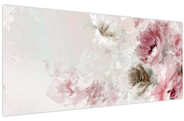 Kép - Festés rózsaszín virágok (120x50 cm)