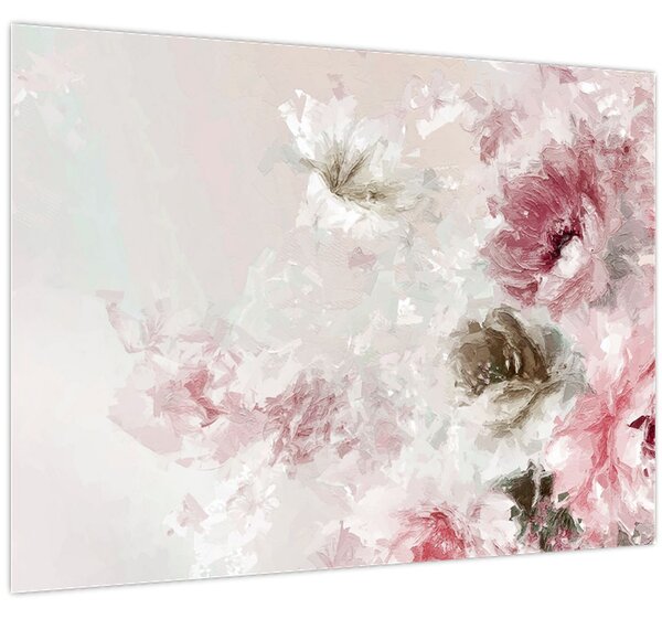 Kép - Festés rózsaszín virágok (70x50 cm)