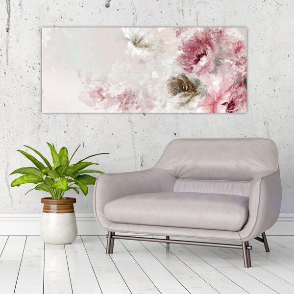 Kép - Festés rózsaszín virágok (120x50 cm)