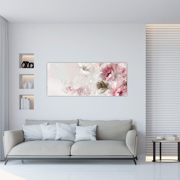 Kép - Festés rózsaszín virágok (120x50 cm)
