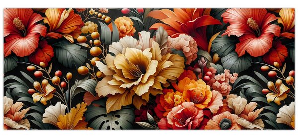 Kép - Narancs-vörös virágok (120x50 cm)