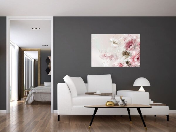 Kép - Festés rózsaszín virágok (90x60 cm)