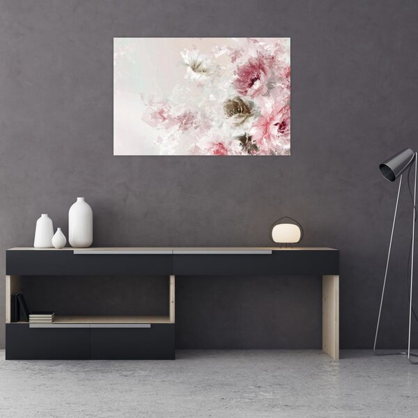 Kép - Festés rózsaszín virágok (90x60 cm)