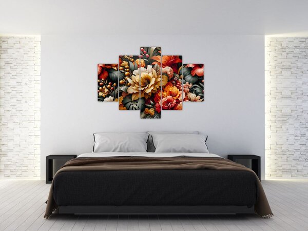 Kép - Narancs-vörös virágok (150x105 cm)