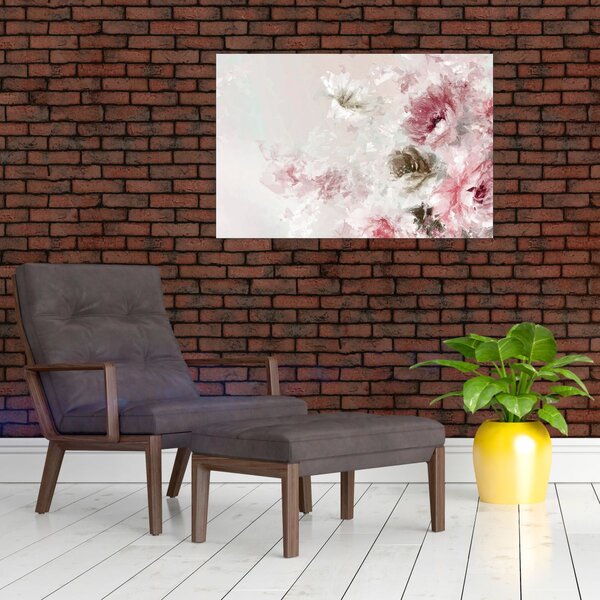 Kép - Festés rózsaszín virágok (90x60 cm)