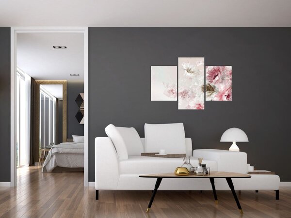 Kép - Festés rózsaszín virágok (90x60 cm)
