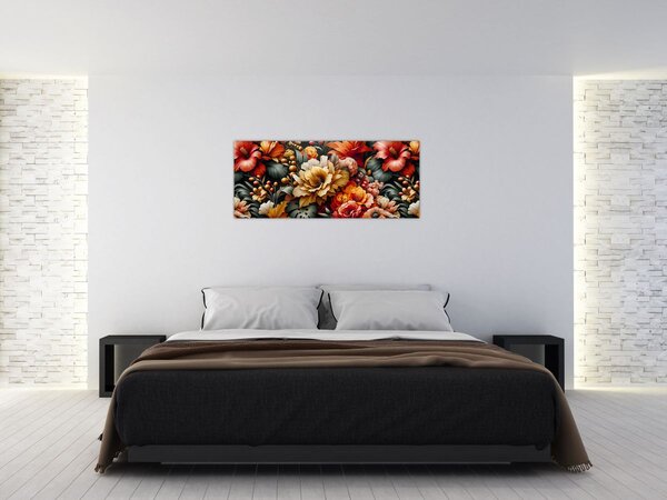 Kép - Narancs-vörös virágok (120x50 cm)
