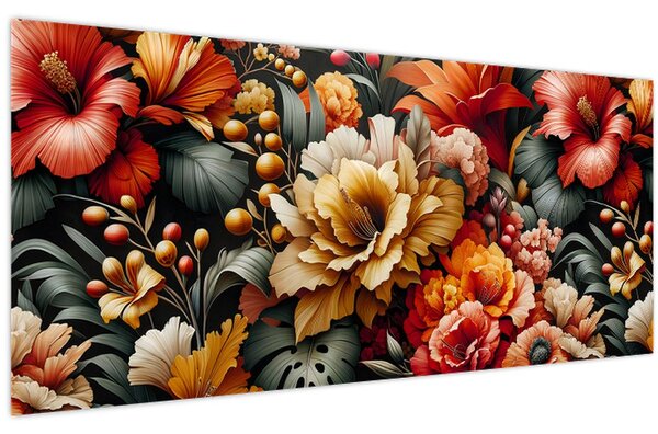 Kép - Narancs-vörös virágok (120x50 cm)