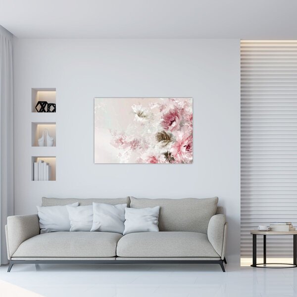 Kép - Festés rózsaszín virágok (90x60 cm)