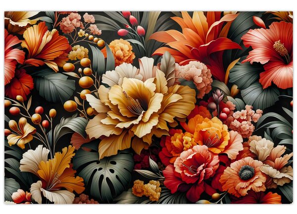 Kép - Narancs-vörös virágok (90x60 cm)