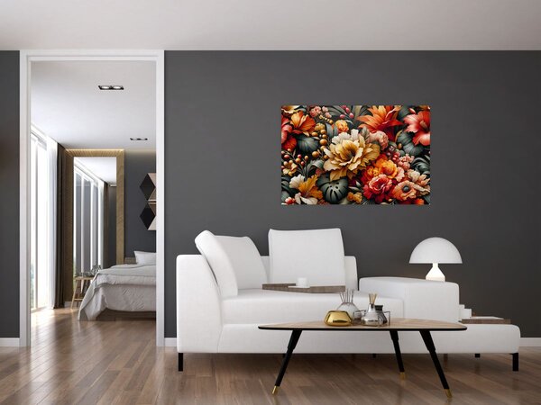 Kép - Narancs-vörös virágok (90x60 cm)