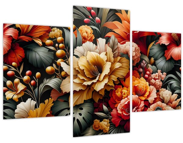 Kép - Narancs-vörös virágok (90x60 cm)