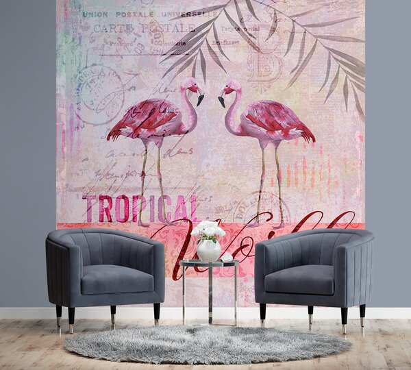 Gario Fotótapéta Rózsaszín flamingos állatok - Andrea Haase Anyag: Vlies, Méret: 100 x 100 cm