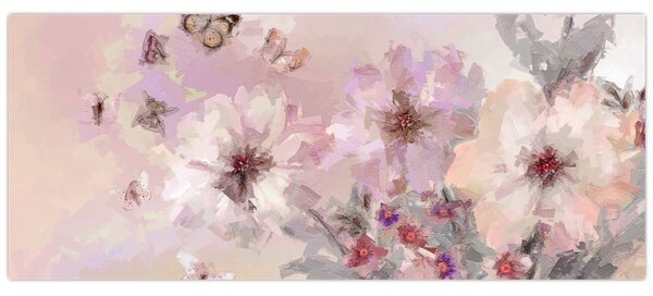 Kép - Művészeti kollázs pillangókkal (120x50 cm)