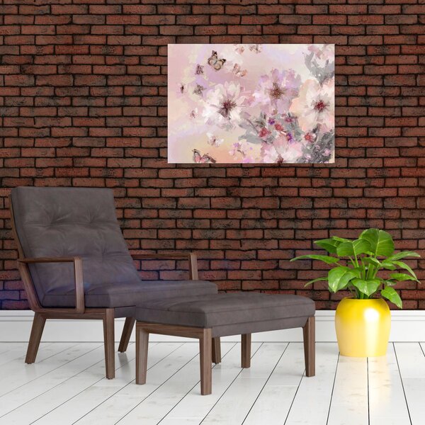 Kép - Művészeti kollázs pillangókkal (70x50 cm)