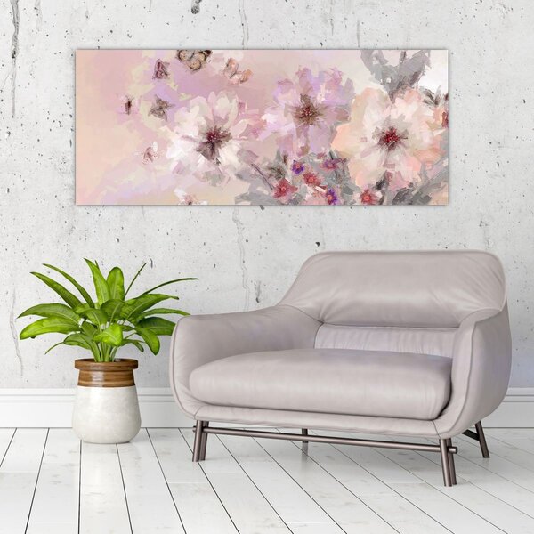 Kép - Művészeti kollázs pillangókkal (120x50 cm)