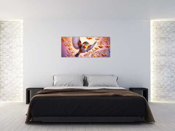 Kép - Madár berkenyével (120x50 cm)