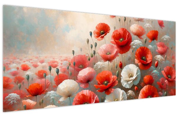 Kép - Pipacsok festménye (120x50 cm)