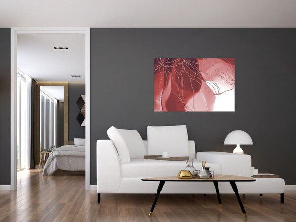 Kép - Piros absztrakt virág N⁰1 (90x60 cm)