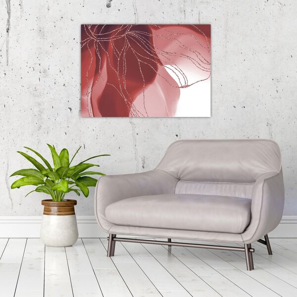 Kép - Piros absztrakt virág N⁰1 (70x50 cm)