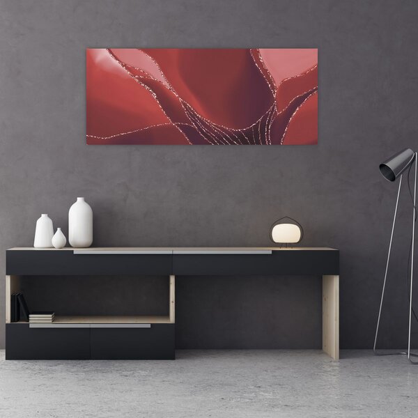 Kép - Piros absztrakt virág N⁰2 (120x50 cm)
