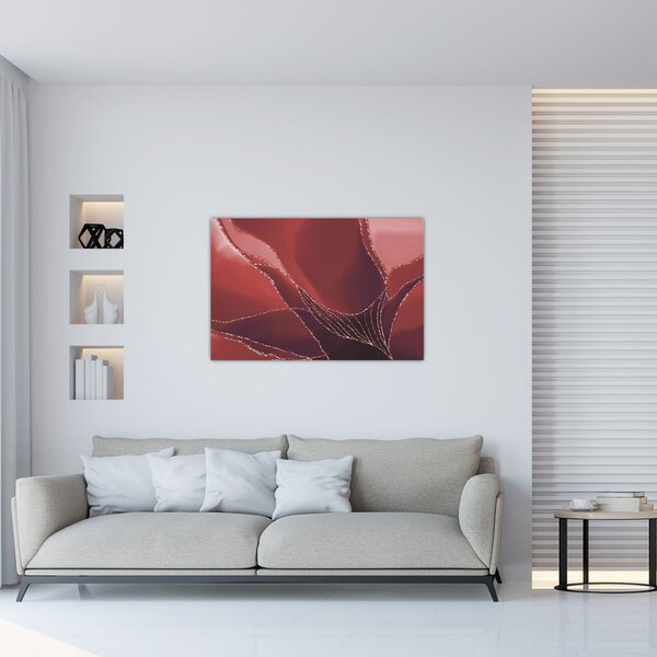 Kép - Piros absztrakt virág N⁰2 (90x60 cm)