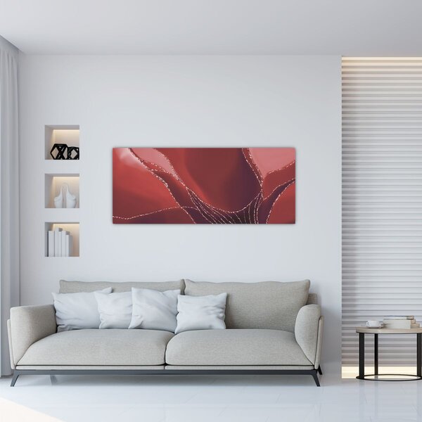 Kép - Piros absztrakt virág N⁰2 (120x50 cm)