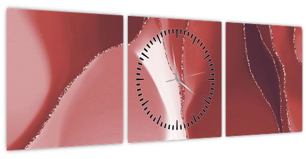 Kép - Piros absztrakt virág N⁰3 (órával) (90x30 cm)