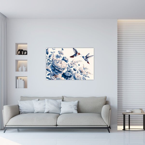 Kép - Kolibrik a virág felett (90x60 cm)