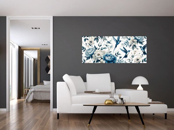 Kép - Kolibrikok virágokkal (120x50 cm)