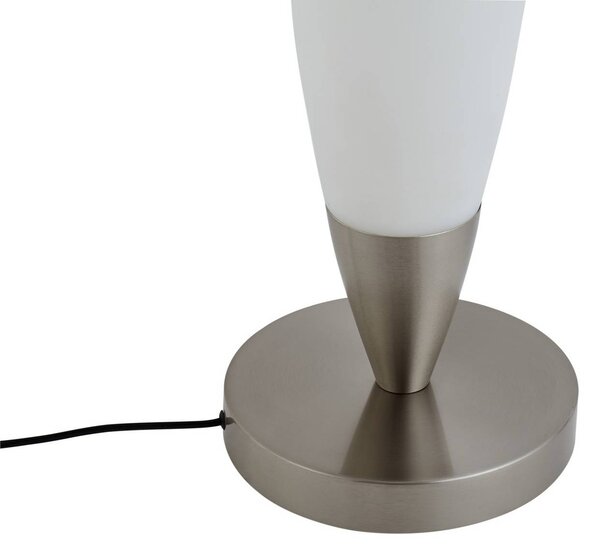 Lucande LED állólámpa Tarell, fehér/nikkel, 146 cm, fényerőszabályzóval, dimmelhető, Fehér / opál, Nappali / Étkező, Műanyag, Modern