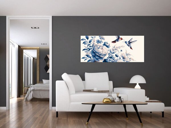 Kép - Kolibrik a virág felett (120x50 cm)