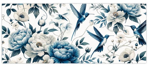 Kép - Kolibrikok virágokkal (120x50 cm)