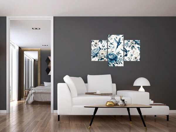 Kép - Kolibrikok virágokkal (90x60 cm)