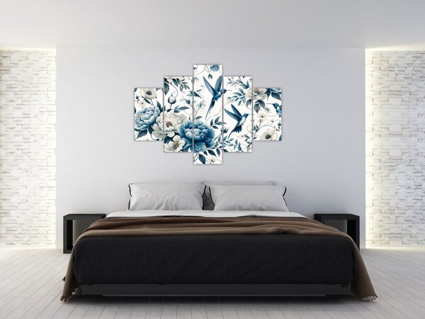 Kép - Kolibrikok virágokkal (150x105 cm)