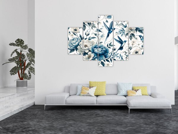 Kép - Kolibrikok virágokkal (150x105 cm)