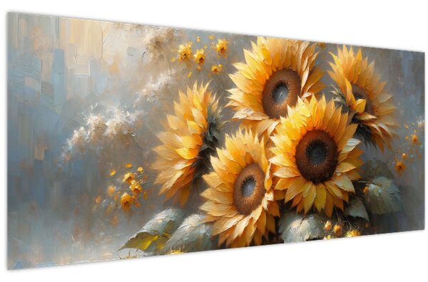 Kép - Napraforgók festménye (120x50 cm)