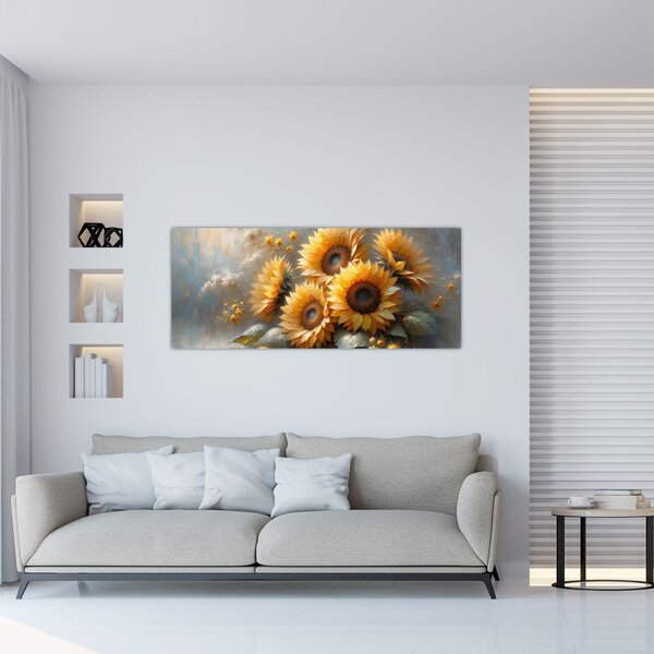 Kép - Napraforgók festménye (120x50 cm)