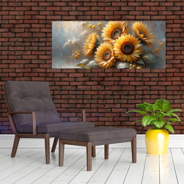 Kép - Napraforgók festménye (120x50 cm)
