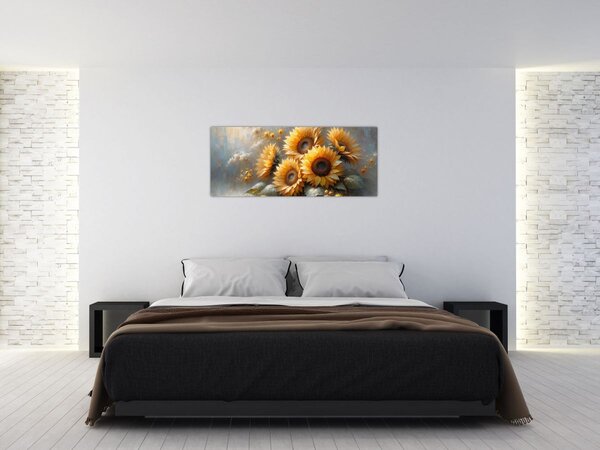 Kép - Napraforgók festménye (120x50 cm)