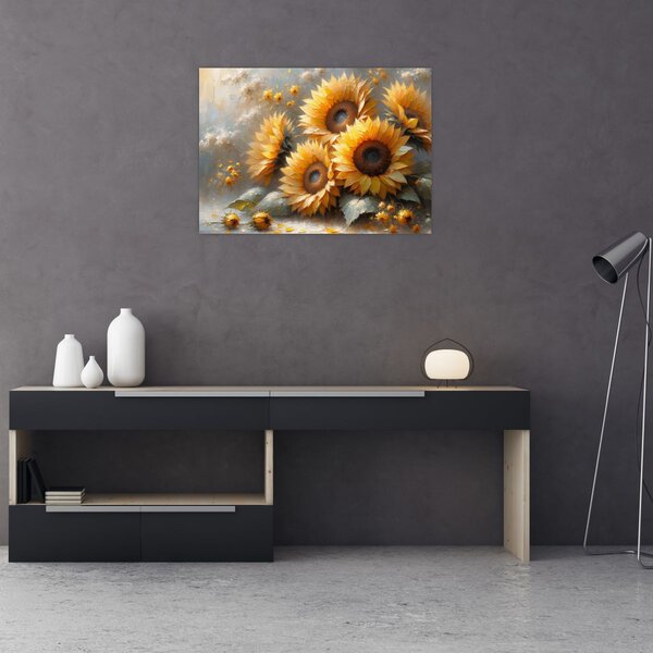 Kép - Napraforgók festménye (70x50 cm)