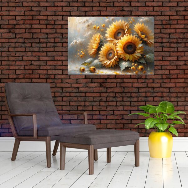 Kép - Napraforgók festménye (90x60 cm)