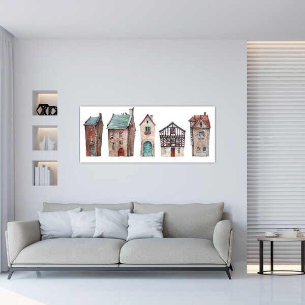 Kép - Akvarell házak (120x50 cm)