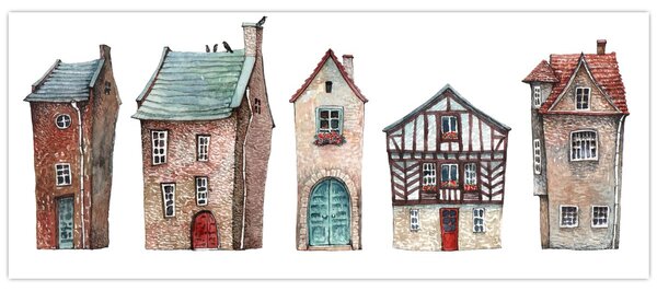 Kép - Akvarell házak (120x50 cm)
