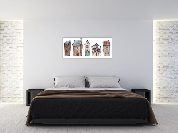 Kép - Akvarell házak (120x50 cm)